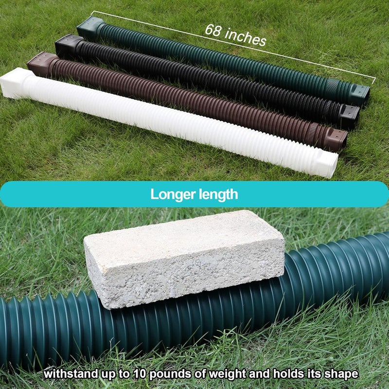 plusgutter 4 Pack Rain Gutter Downspout Extensions Flexible, Drain Downspout Extender,Down Spout Drain Extender, Gutter Connector Rainwater Drainage,Extendable from 21 to 68 Inches(Green) - Image 4